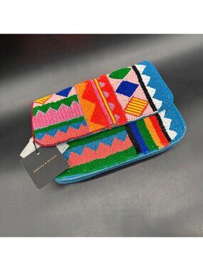 Geometric Shoulder Bag Purse Colorful Blue Clutch Bold Boho America & Beyond